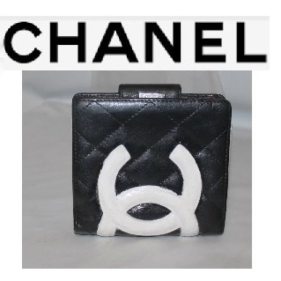 CHANEL Handbags - Authentic Chanel Cambon Black White Wallet w Coin Section